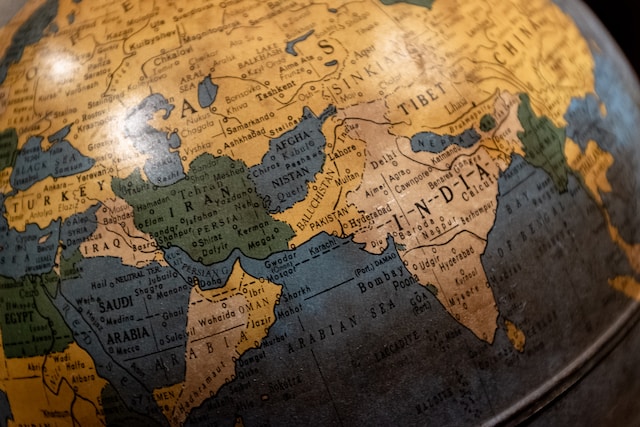 Globe showing India