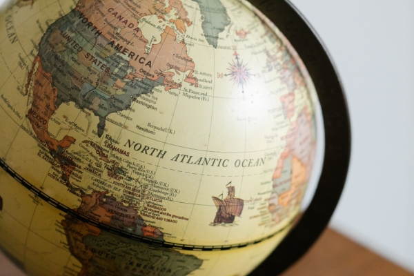 Globe showing the Americas
