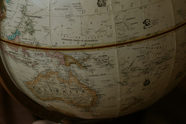 Globe showing Australasia